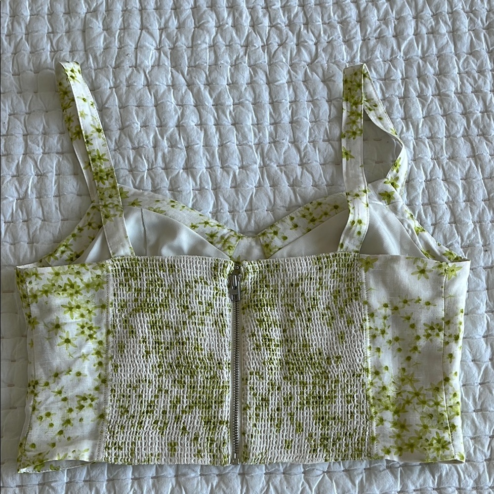 All Saints Green and White Fitted Crop Tank Top - Picture 3 of 4